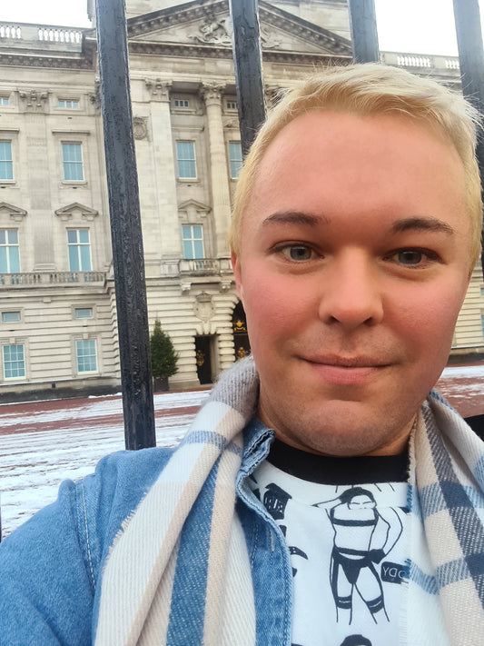 Buckingham Palace in London, England. Blog post about attending king Charles III coronation in may and the outfit I will wear which I have created and designed 